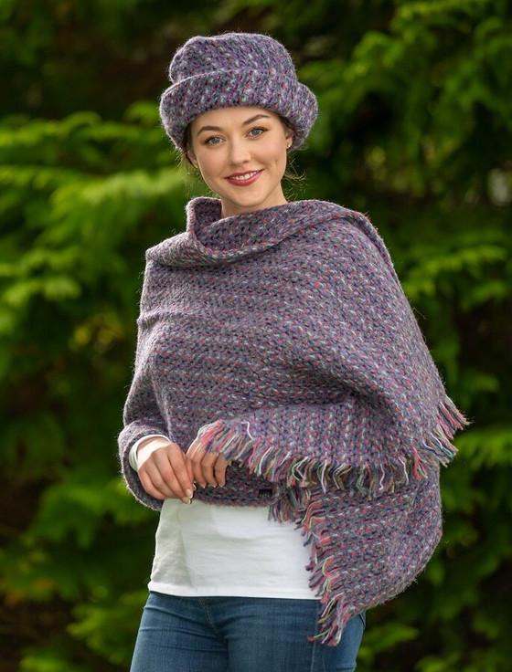 Aran Cashmere Wool Country Stole - Connemara Violet