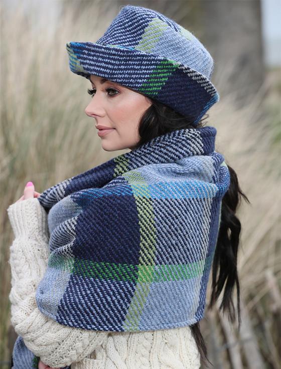 Aran Cashmere Wool Country Stole - Galway Blue
