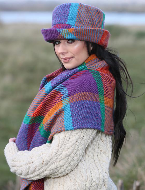 Aran Cashmere Wool Country Stole - Galway Red