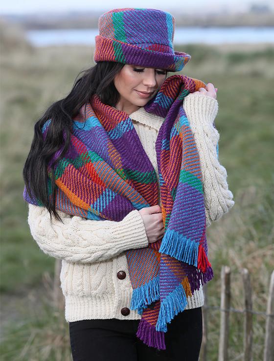 Aran Cashmere Wool Country Stole - Galway Red