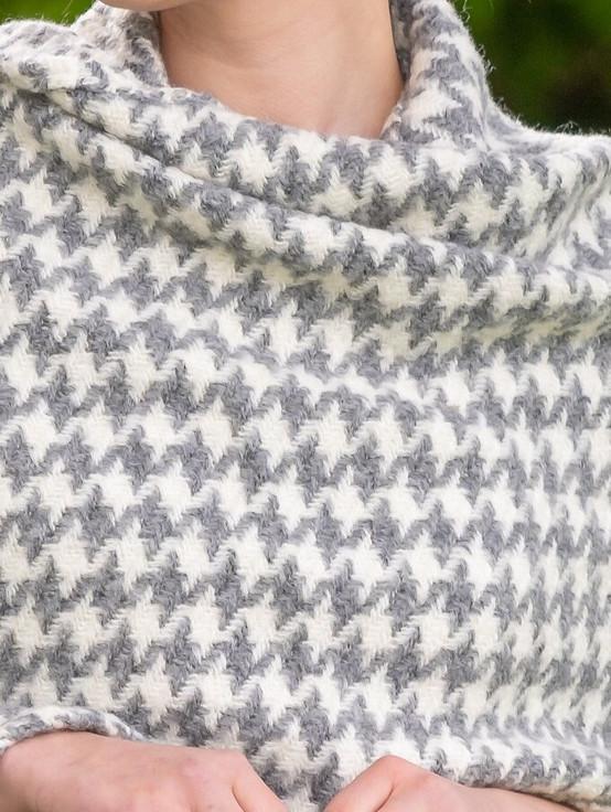 Aran Cashmere Wool Country Stole - Light Grey & Cream