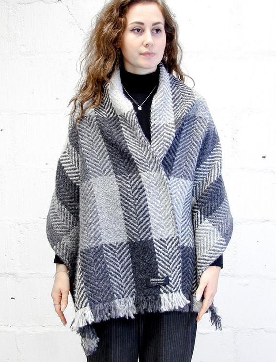 Aran Cashmere Wool Country Stole - Multi-Grey