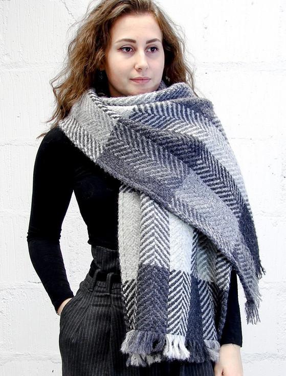 aran cashmere Wool Country Stole - Multi-Grey