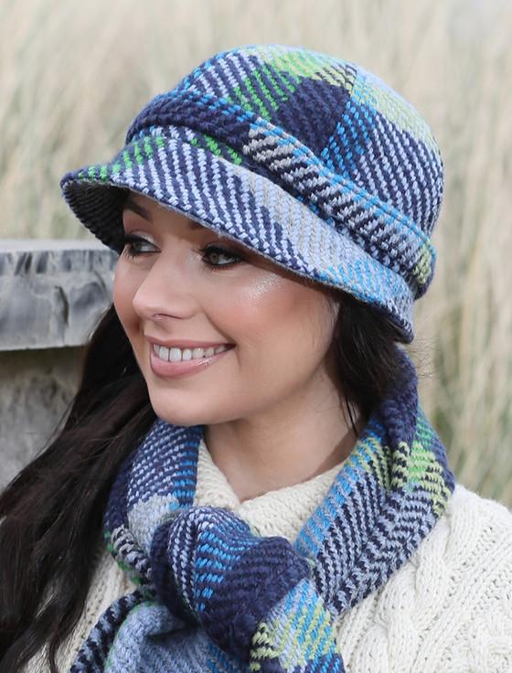 aran cashmere Wool County Hat - Galway Blue