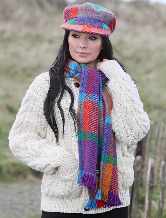 Aran Cashmere Wool Donegal Scarf - Galway Red