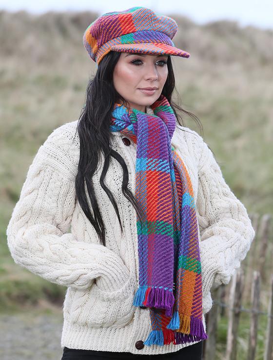 aran cashmere Wool Donegal Scarf - Galway Red