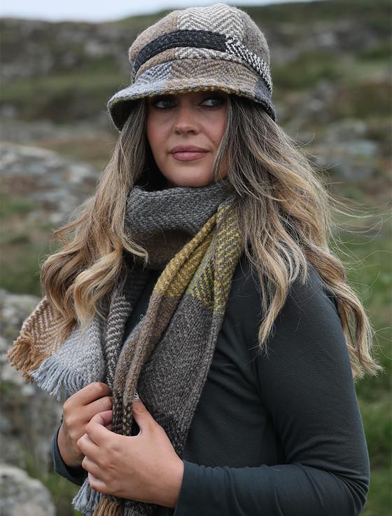 Aran Cashmere Wool Donegal Scarf - Mustard Grey