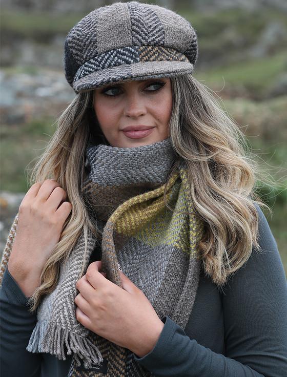 aran cashmere Wool Donegal Scarf - Mustard Grey