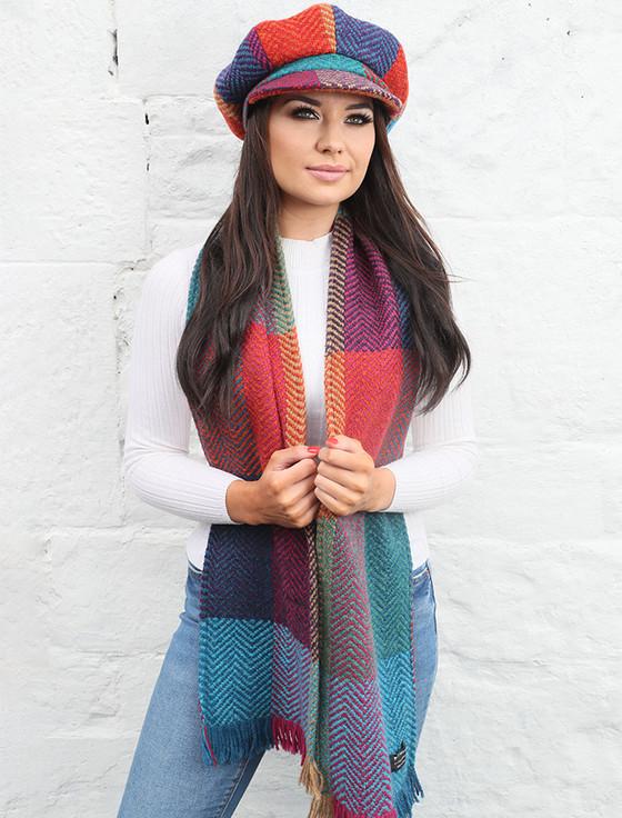 aran cashmere Wool Donegal Scarf - Red