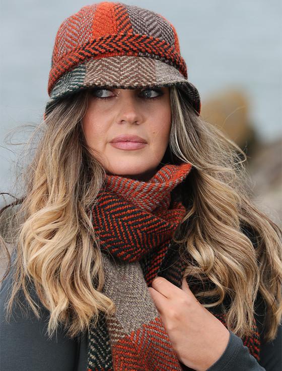 Aran Cashmere Wool Donegal Scarf - Rust