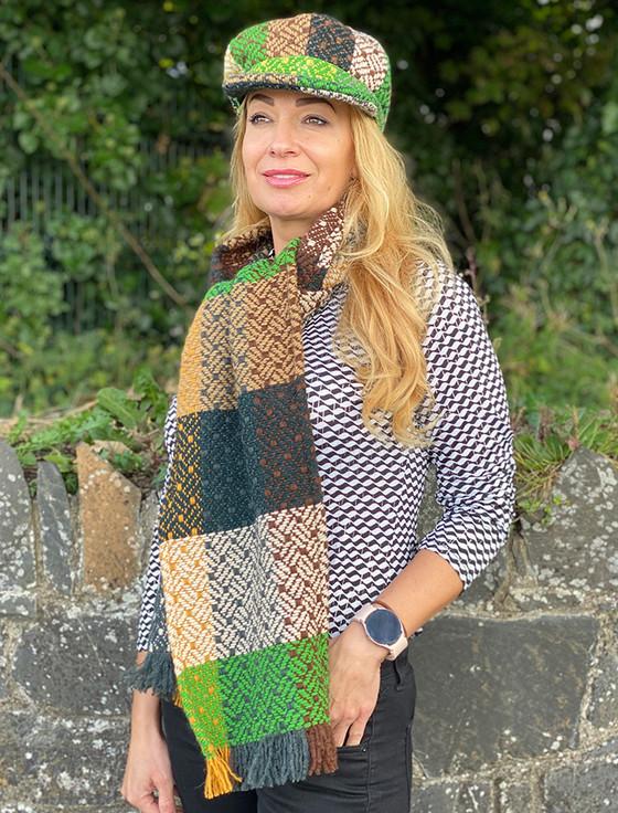 aran cashmere Wool Donegal Scarf - Tara Forest