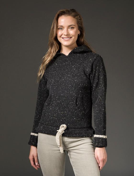 Aran Cashmere Wool Hoodie With Pouch Pocket‎