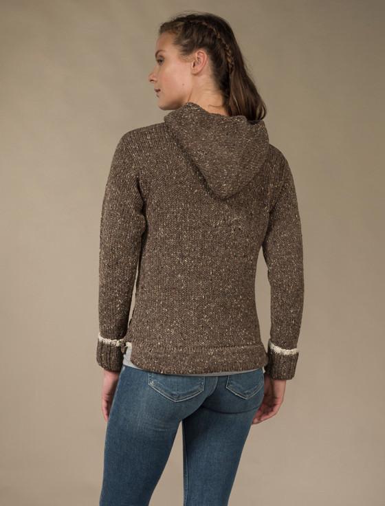 Aran Cashmere Wool Hoodie With Pouch Pocket