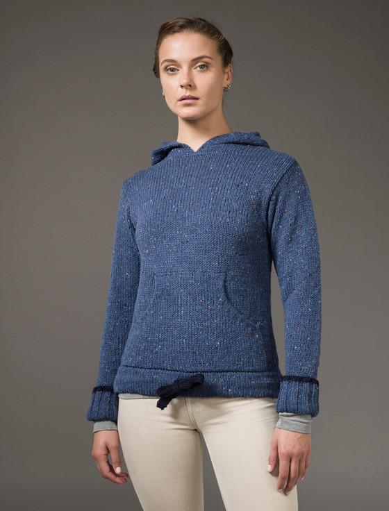 aran cashmere Wool Hoodie with Pouch Pocket‎‎‎‎