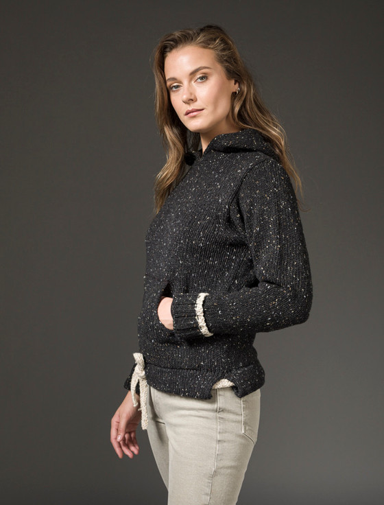 Aran Cashmere Wool Hoodie With Pouch Pocket‎‎‎‎‎