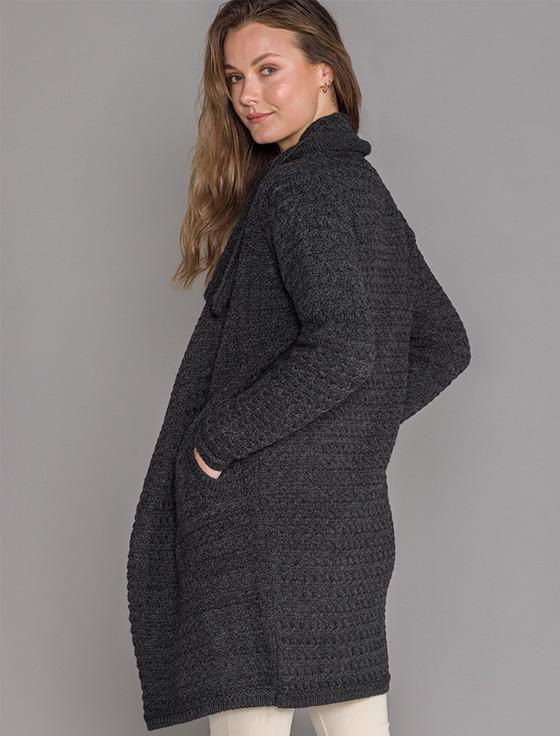 Aran Cashmere Woven Textured Aran Wrap Coat