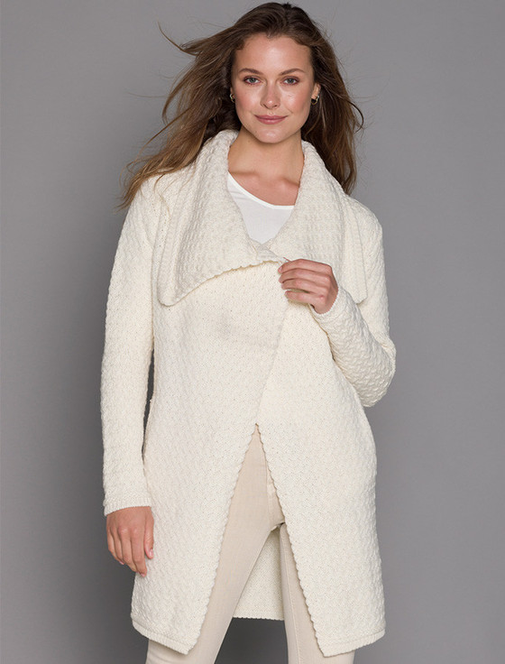 Aran Cashmere ‎Woven Textured Aran Wrap Coat