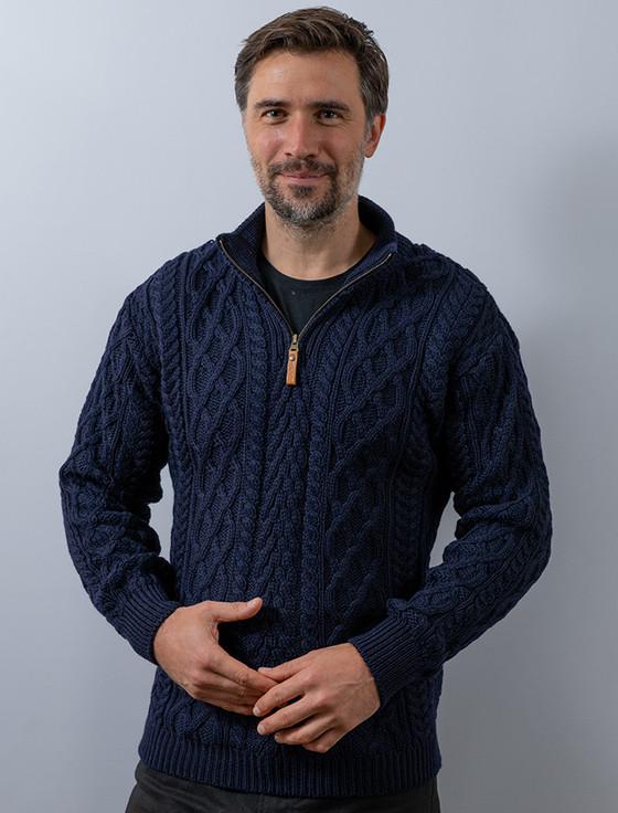 aran cashmere ‎Zip-Nec‎k A‎ran S‎weate‎r