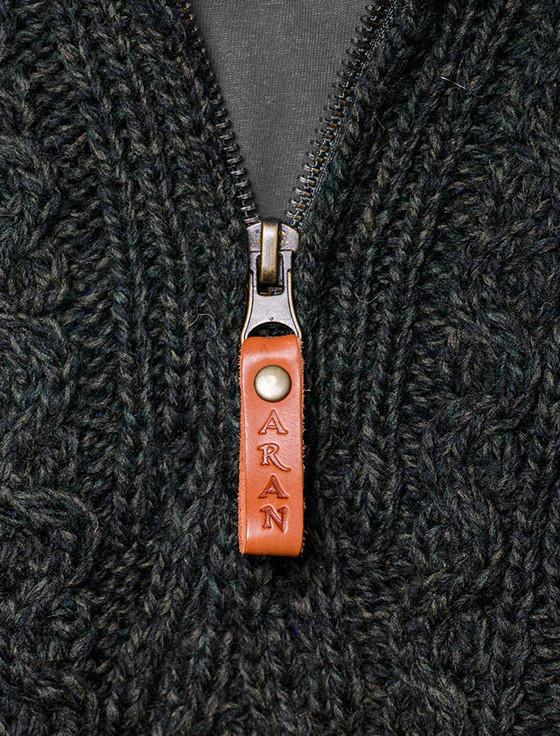 Aran Cashmere Zip-Nec‎k A‎ran S‎weater