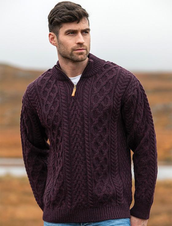 aran cashmere ‎Zip-Nec‎k A‎ran S‎weater