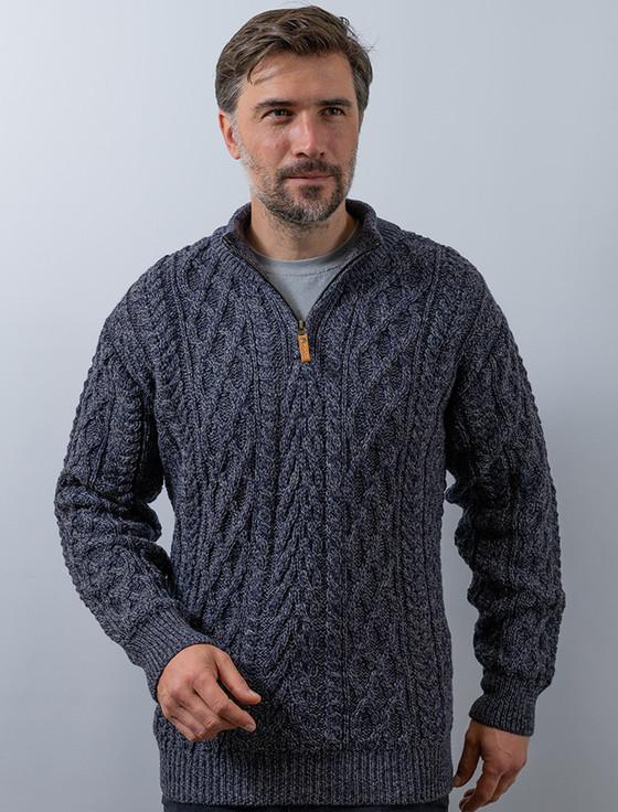aran cashmere ‎‎Zip-Nec‎k Aran S‎weater