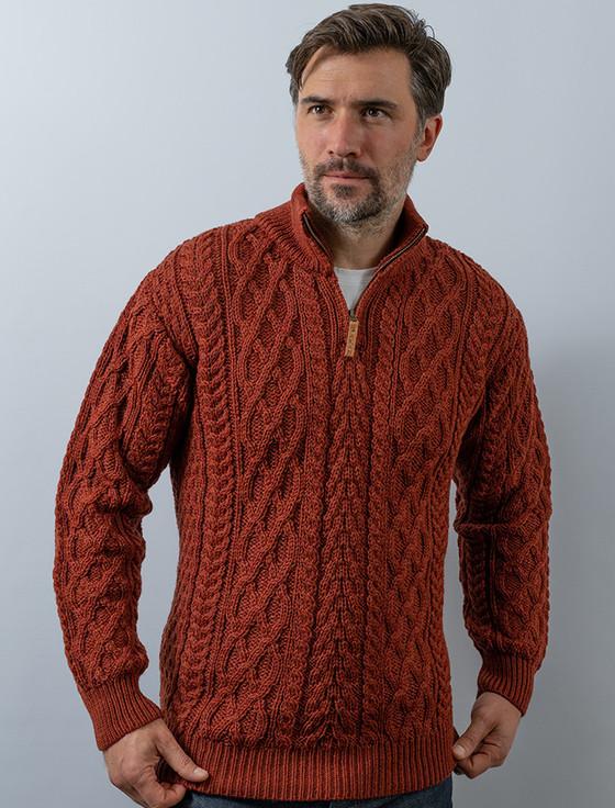 aran cashmere ‎Zip-Nec‎k Aran Sweat‎er