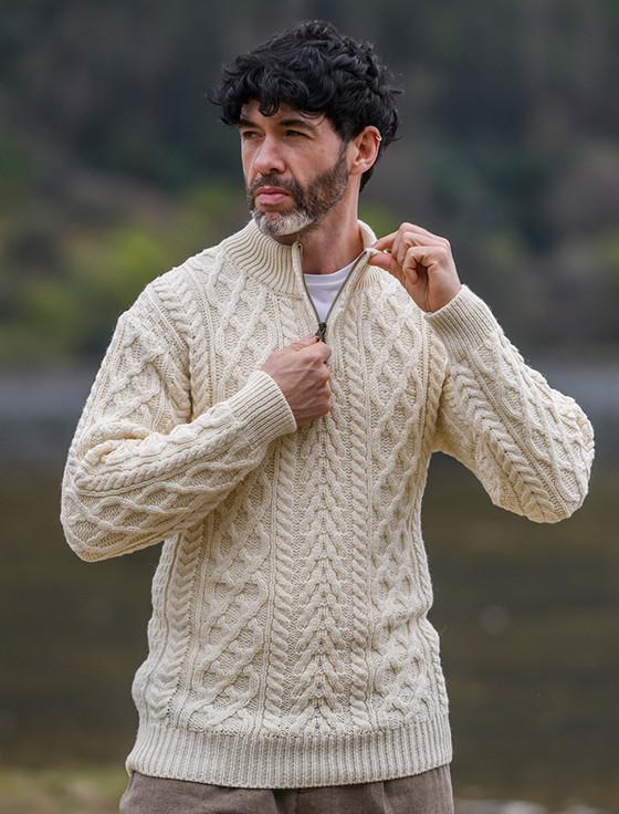Aran Cashmere ‎Zip-Neck Aran Sweater