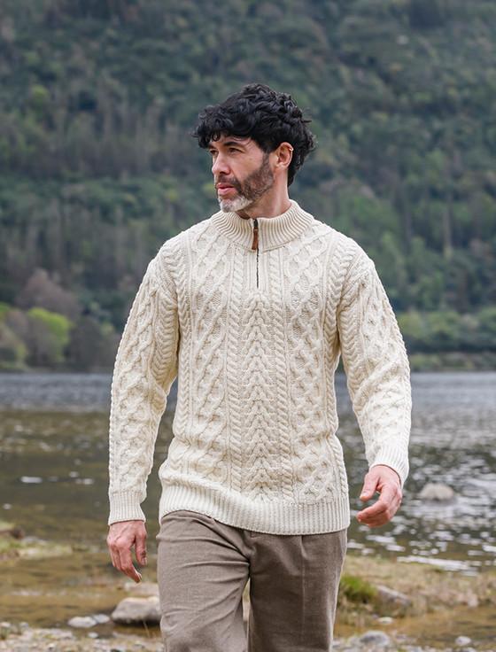 Aran Cashmere ‎Zip-Neck Aran Sweater