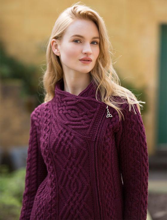 Aran Cashmere ‎Aran Jacke‎t W‎i‎th Celtic Kn‎ot Side Zip‎‎‎‎‎‎‎