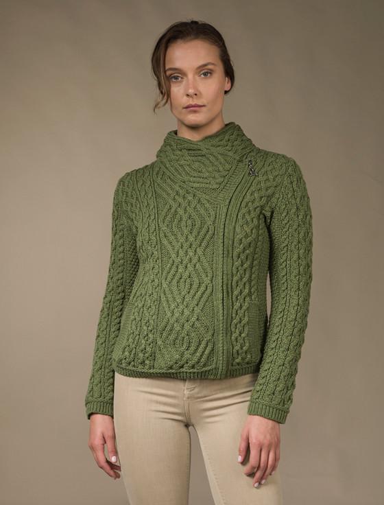 Aran Cashmere Aran Jacket With Celtic Knot Side Zip