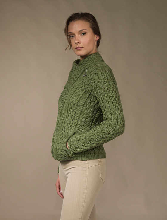 Aran Cashmere Aran Jacket With Celtic Knot Side Zip