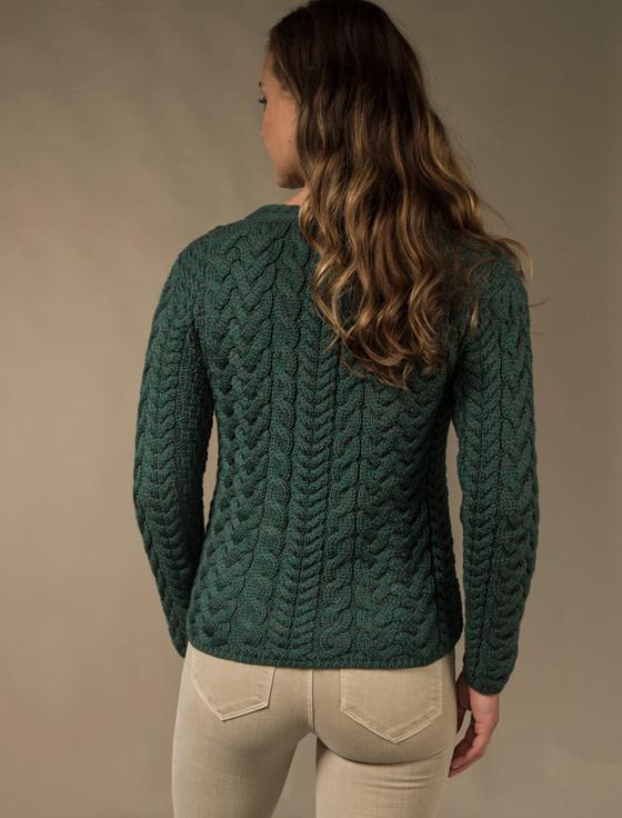Aran Cashmere ‎Aran V-Neck B‎utton Up Cable Knit Cardigan