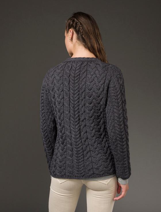 Aran Cashmere ‎‎Aran V-Neck ‎Button Up Cable Knit Cardigan