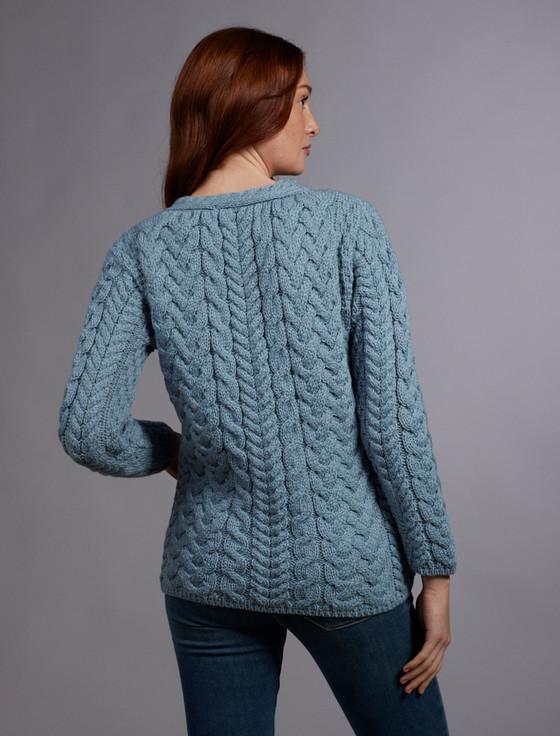 Aran Cashmere ‎‎‎‎Aran V-Neck ‎Button Up Cable Knit Cardigan