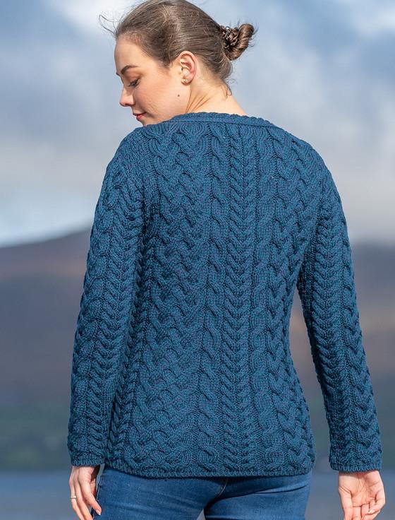 Aran Cashmere ‎Aran V-Neck Button Up Cable Knit Cardigan