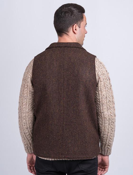 Aran Cashmere Aran Wool Tweed Waistcoat With Revere - Brown