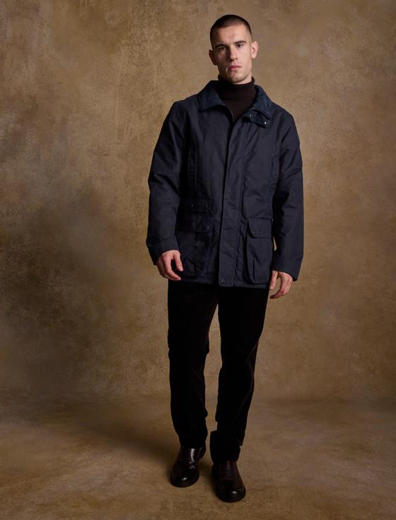 Aran Cashmere Archie Men's Waxed Jacket - Heritage Navy