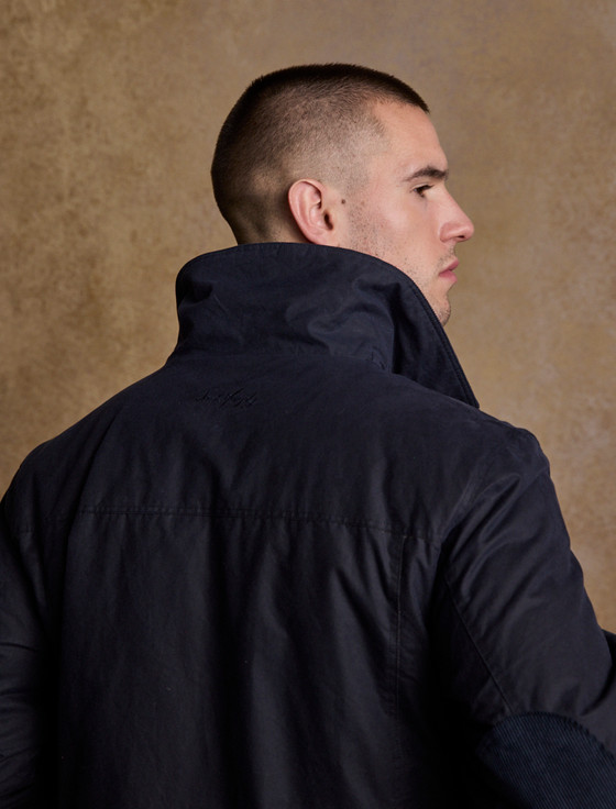 Aran Cashmere Archie Men's Waxed Jacket - Heritage Navy