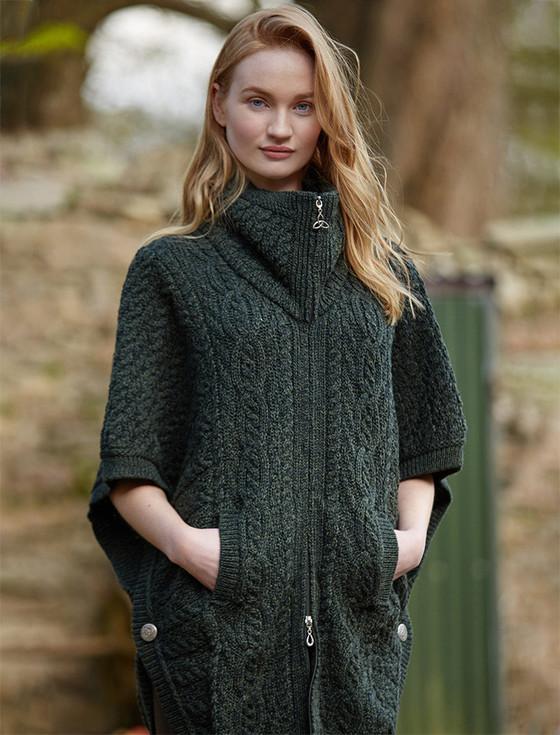 Aran Cashmere Batwing Jac‎ket With Celtic Knot‎ Zipper Pull‎‎‎‎‎‎
