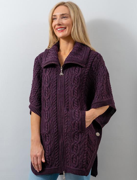 aran cashmere Batwing Jac‎ket with Celtic Knot‎ Zipper Pull‎‎‎‎‎‎