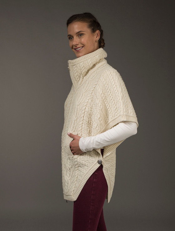 Aran Cashmere Batwing Jacket With Celtic Knot Zipper Pull‎