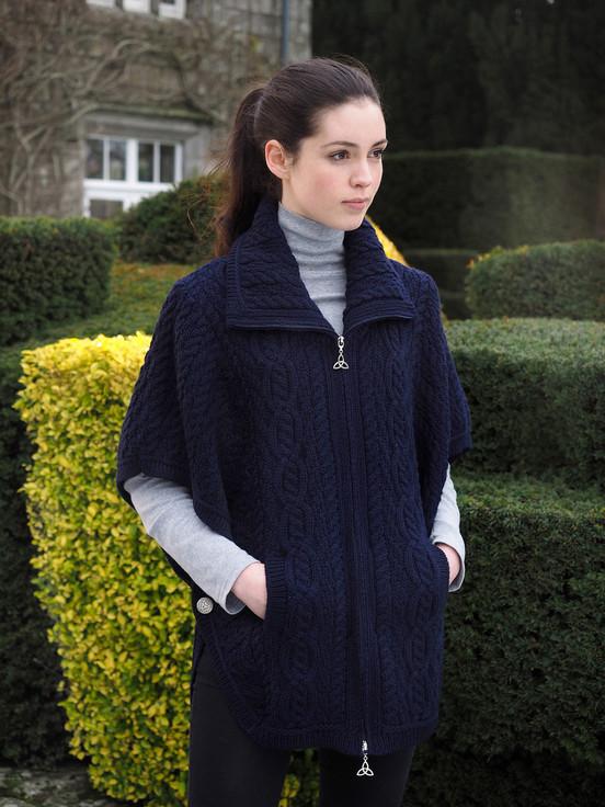 aran cashmere Batwing Jacket with Celtic Knot Zipper Pull‎‎‎‎‎‎
