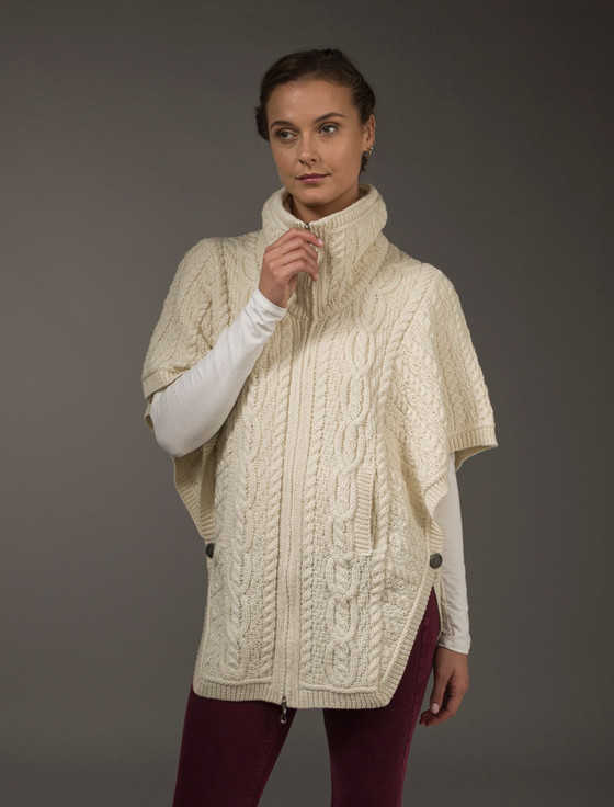 Aran Cashmere Batwing Jacket With Celtic Knot Zipper Pull‎‎‎‎