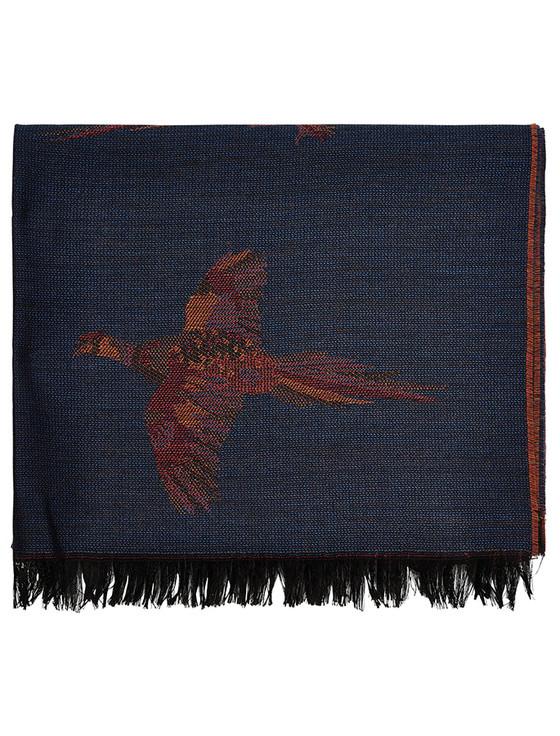 aran cashmere Birchdale Wool Tweed Fringed Stole - Midnight