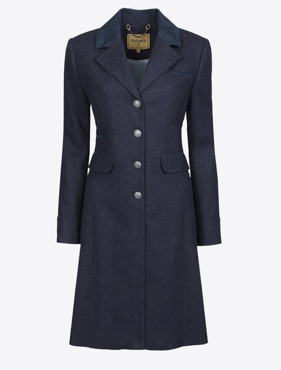 Aran Cashmere Blackthorn Ladies 3/4 Tweed Coat - Navy