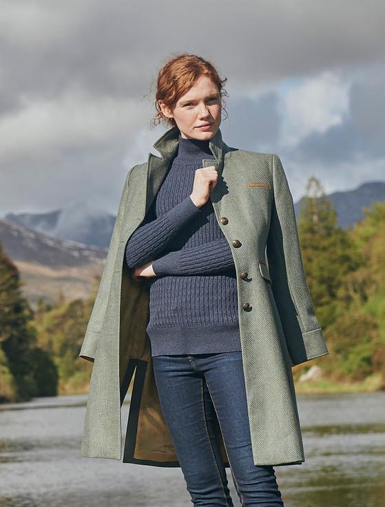 Aran Cashmere Blackthorn Ladies 3/4 Tweed Coat- Rowan