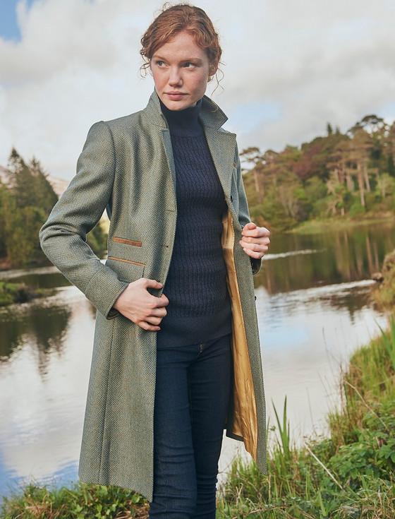 Aran Cashmere Blackthorn Ladies 3/4 Tweed Coat- Rowan