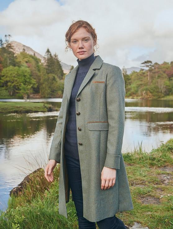 aran cashmere Blackthorn Ladies 3/4 Tweed Coat- Rowan