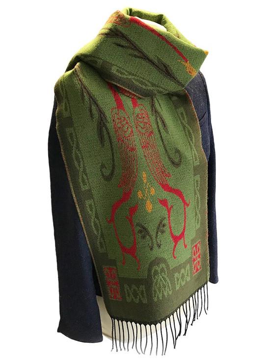 aran cashmere Book Of Kells Celtic Scarf - Lime Green