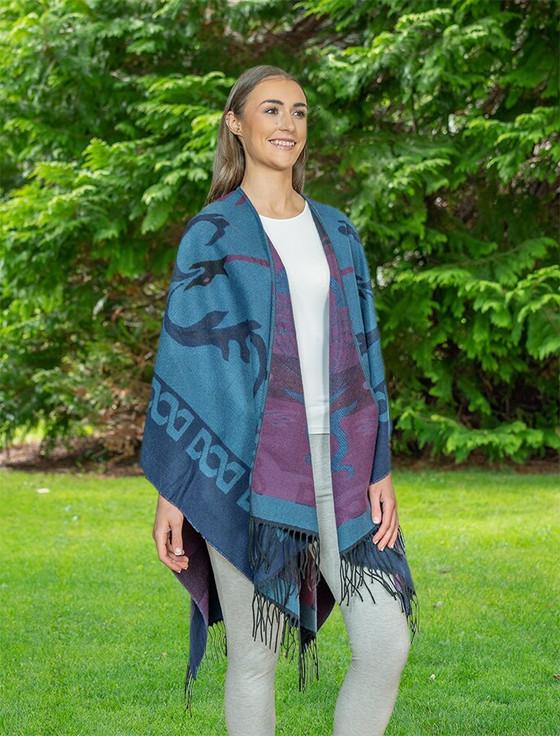 Aran Cashmere Book Of Kells Celtic Shawl - Blue Tones